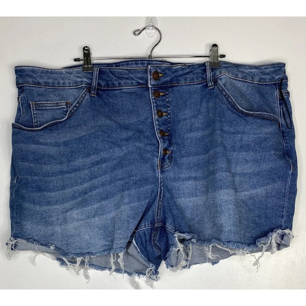 Ava & Viv 26W Light Wash Cut Off High Waisted Blue Jean Shorts Plus Size Target